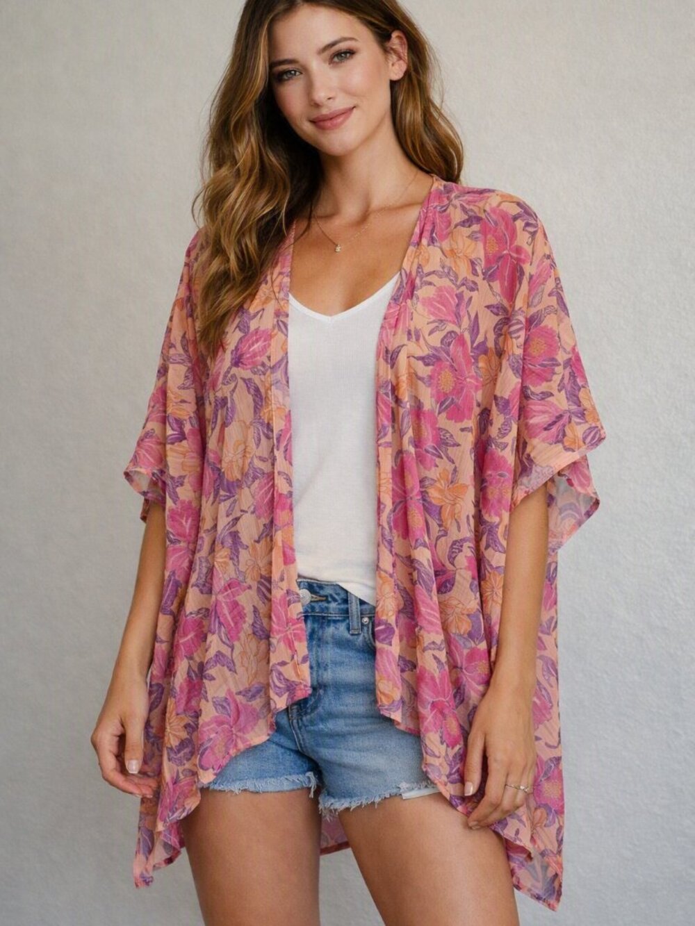 Old Navy Floral Kimono in Pink and Purple